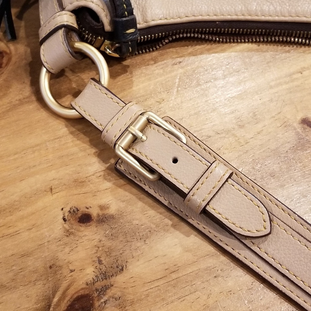 Dooney & Bourke Sophie Black and Beige Color Block Hobo - Picture 7 of 15